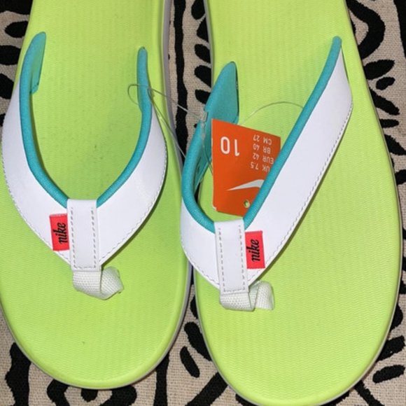 Nike | Shoes | Nike Ladies Flip Flops White Lime Greenlt Blue Sz | Poshmark
